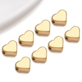 Set of 8 gold heart-shaped stainless steel spacer beads for DIY jewelry making - Small-Medium Flat Heart Style (T3017)