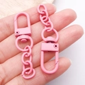 Fermoir homard en alliage de zinc rose mat avec une courte chaîne et anneau - Rose foncé