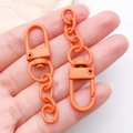 Orange lacquer zinc alloy lobster clasp with chain for DIY keychains and dolls - Orange