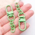 Green matte painted lobster clasp with D-ring chain for DIY jewelry and keychains - Green