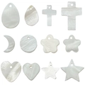 Natürliche Süßwasser-Muschel-Anhänger in Herz- und Sternform für DIY-Schmuck - Gemischte Geometrische Formen / 24 Stück/Packung