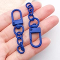 Blue matte spray-painted zinc alloy lobster clasp with 4-link chain for keychain DIY - Dark Blue