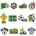 12-piece set of football enamel charms featuring soccer balls, trophies and jerseys - Mixed 12 Pcs Soccer Series