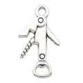 Antique silver corkscrew and wine opener alloy pendant charm for DIY jewelry - Opener Style (10551)