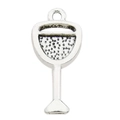 Silver wine glass alloy charm pendant with textured liquid detail for DIY jewelry - Wine Glass Style (10552)
