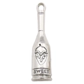 Antique silver bottle pendant with SWEET engraving and strawberry detail for DIY jewelry - Wine Bottle Style (10553)