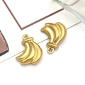 Gold matte banana shaped stainless steel charms for DIY jewelry making 2 piece set - Hollow Banana / Gold