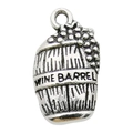 Ciondolo a botte di vino in argento antico per gioielli fai-da-te con uva - Stile Botte di Vino (10561)