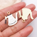 Detail of coffee pot enamel pendant with Love Coffee text for DIY jewelry making - 1pc White Drip Oil Coffee Pot (27178)
