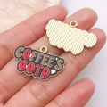 Detail showing front and back of enamel coffee charm with COFFEE'S OOTD lettering - 1pc Coffee Drip Oil COFFEE'S OOTD Tag (27181)