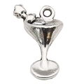Ciondolo a forma di bicchiere da cocktail argento lucido per creazione gioielli - Stile Bicchiere da Vino (12145)