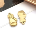 Detailed view of gold-plated stainless steel boxing glove pendants with fine textures - Boxing Glove (T2840)