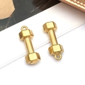Detail of gold-plated dumbbell pendant featuring intricate dotted anti-slip texture - Weightlifting Dumbbell Style 2 (T2841)