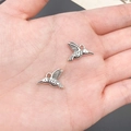 Antique silver hummingbird alloy pendants for DIY jewelry making, small bird charms - Hummingbird (11215)
