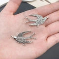 Antique silver swallow bird charm connectors for DIY jewelry making handmade crafts - Three Hole Connection Flying Bird (4860)