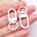 White candy-coated matte U-shaped swivel lobster clasp for DIY accessories - Oval Snap Hook (26356)