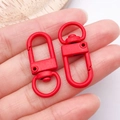 Pair of bright red swivel lobster clasps for DIY crafts and keychain accessories - Oval Snap Hook (26357)