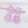 DIY purple star-shaped glass beads with gold glitter and vertical pre-drilled holes - Frosted Purple Gold Foil