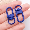 Pair of matte blue alloy swivel lobster clasps for DIY jewelry and keychain accessories - Oval Snap Hook (26359)