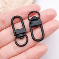 Set of two matte black metal lobster swivel clasps for DIY keychains and bag straps - Oval Snap Hook (26360)