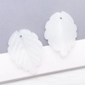 Macro detail of white frosted leaf pendant with clear veins and pre-drilled DIY hole - Jelly White (26906)