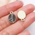 DIY black enamel facial profile and textured golden alloy charms on a fingertip - 1pc Dark Coffee Drip Oil Coffee Bean (27180)