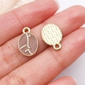 Golden alloy oval enamel charm with abstract face design and textured back details - 1pc Light Coffee Drip Oil Coffee Bean (27179)