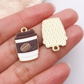 DIY coffee cup pendant with brown enamel and heart pattern for keychains and necklaces - 1pc Coffee Drip Oil Coffee Cup (27177)