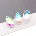 Detailed view of iridescent teardrop beads with AB aurora coating for DIY jewelry - Transparent Aurora AB Color (Large)