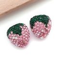 Dettaglio di ciondoli a fragola con strass rosa e verdi per gioielli fai da te - Fragola Media Rosa Colore AB (23742)