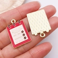 DIY coffee menu pendant charms in red enamel and gold alloy finish for jewelry making - 1pc Pink Drip Oil Coffee Menu (27174)