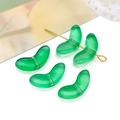 Macro shot of green translucent tulip bud beads with golden pins for DIY jewelry - Leaf (23873) / 1 Piece (6.5x14x3mm) / Transparent Dark Green