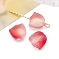 Close-up of frosted glass tulip petals with red gradient for handmade jewelry making - Transparent Gold Red