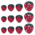 Rote Erdbeer-Strass-Anhänger in vier Größen für DIY-Schmuck und Bastelprojekte - Rote Erdbeere Groß Mittel Klein Set (BE12) / 4er-Set