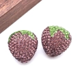 Pair of stereoscopic strawberry charms with purple and green rhinestones for DIY jewelry - Large Purple Strawberry Rhinestone Straight Hole (23725) / 22x20mm (1 Piece) / Purple