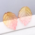 Frosted glass strawberry leaf pendant with amber and pink gradient for DIY necklace - Transparent Orange Pink Gradient (26895)
