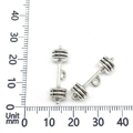 Antique silver dumbbell charms with measurement scale for DIY jewelry making - Dumbbell Weightlifting Style (9014)