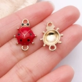 Pendentif coccinelle émaillé rouge doré pour la création de bijoux DIY et colliers - Coccinelle Émail Rouge Deux Boucles