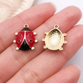 Pendentif coccinelle 3D en émail rouge et noir avec dos doré pour bijoux DIY créatifs - Coccinelle Émail Rouge 17x14mm