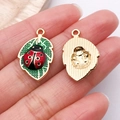Pendentif feuille verte avec coccinelle rouge pour création de bijoux DIY - Coccinelle Feuille Émail Vert