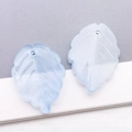 Light blue frosted glass leaf pendant with veins for DIY jewelry necklace making - Frosted Blue (26901)