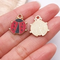 Pendentif coccinelle en émail rouge avec finition dorée et anneau pour bijoux DIY - Coccinelle Émail Rouge 19x16mm