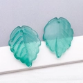 Frosted translucent green leaf charms with detailed veins for DIY jewelry making - Frosted Dark Green (26902)