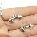 Colgante de mancuerna en plata antigua para creación de joyas y accesorios DIY - Estilo de Mancuerna Curva (9015)