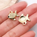 Golden fish charm pendant with inlaid rhinestones for DIY jewelry making and bracelets - Gold Rhinestone Tropical Fish / 15x14.5mm