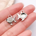 Fish shaped metal alloy charms with white crystals and hanging loops for jewelry DIY - White K Rhinestone Tropical Fish / 15x14.5mm