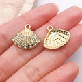 Golden shell charms with sparkling crystals for DIY jewelry making and pendants - Gold Rhinestone Shell / 16x18mm