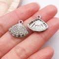 Silver shell charm pendants with clear rhinestones for DIY jewelry making - White K Rhinestone Shell / 16x18mm