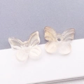 Perle papillon en verre dégradé avec poudre dorée et trou central pour bijoux DIY - Champagne Transparent Feuille d'Or