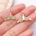 Sparkling gold fish tail charm pendant with crystal rhinestones for DIY jewelry making - Gold Rhinestone Mermaid Tail / 19x15mm